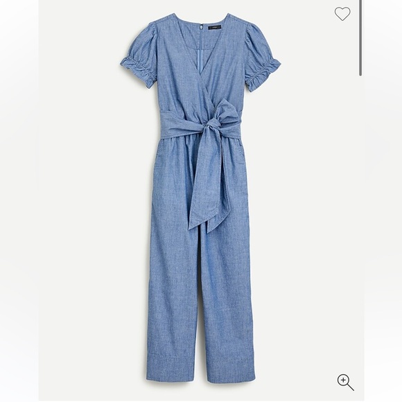 J. Crew Pants - NWT J.Crew Ruffle Chambray Jumpsuit - Women’s Size 8